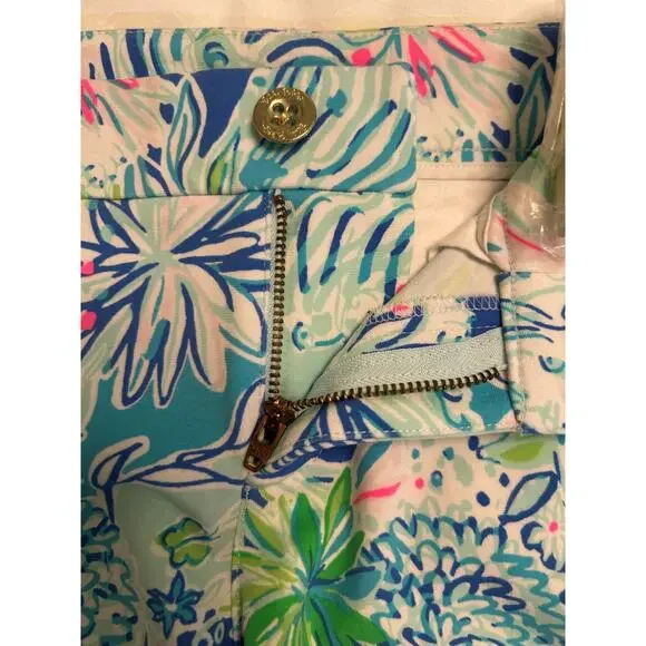 NWT Lilly Pulitzer Coastal Blue Lion Around Stretch Knit Shorts w/ Pockets Sz 4 - Picture 8 of 15